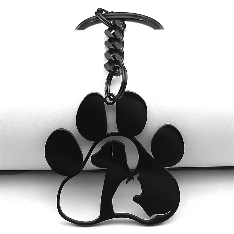 Porte-clés à empreinte de patte de chien