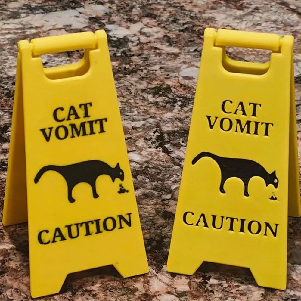 Cat Vomit Sign Bright Yellow