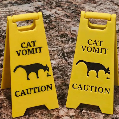 Cat Vomit Sign Bright Yellow
