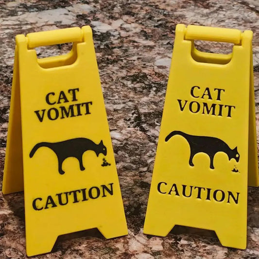 Cat Vomit Sign Bright Yellow