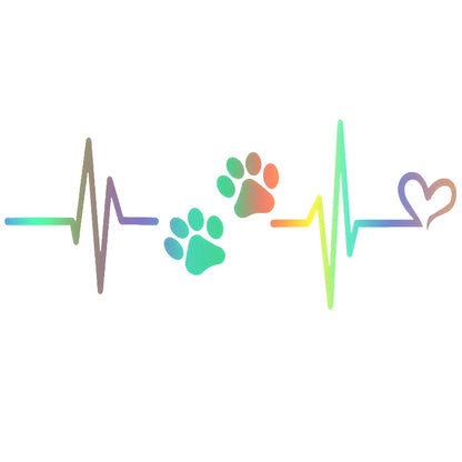 Heartbeat Paw Print Car Decal