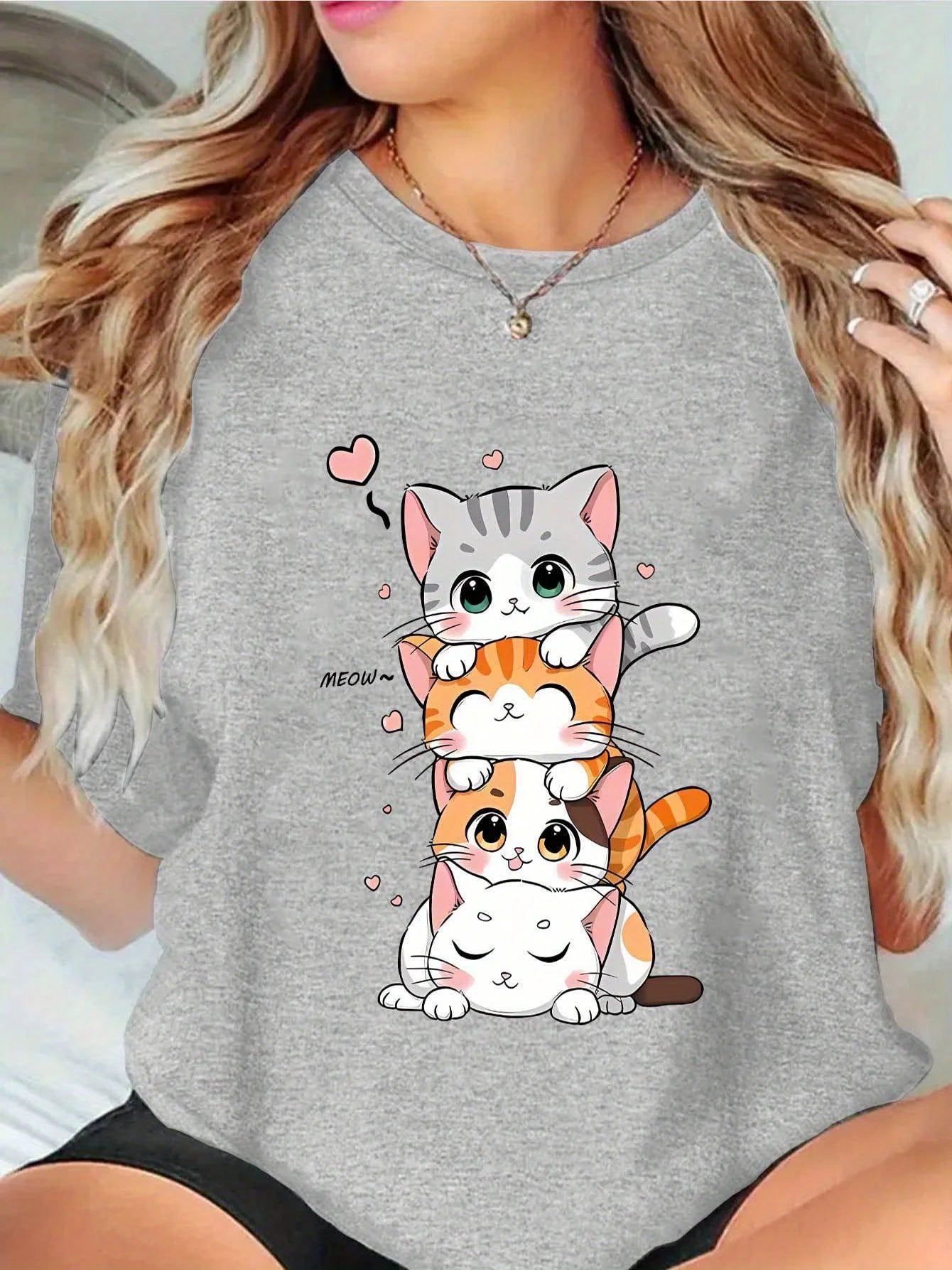 Camicia di gatti simpatico cartone animato