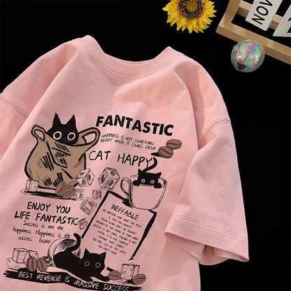 T-shirt sur le thème du chat heureux