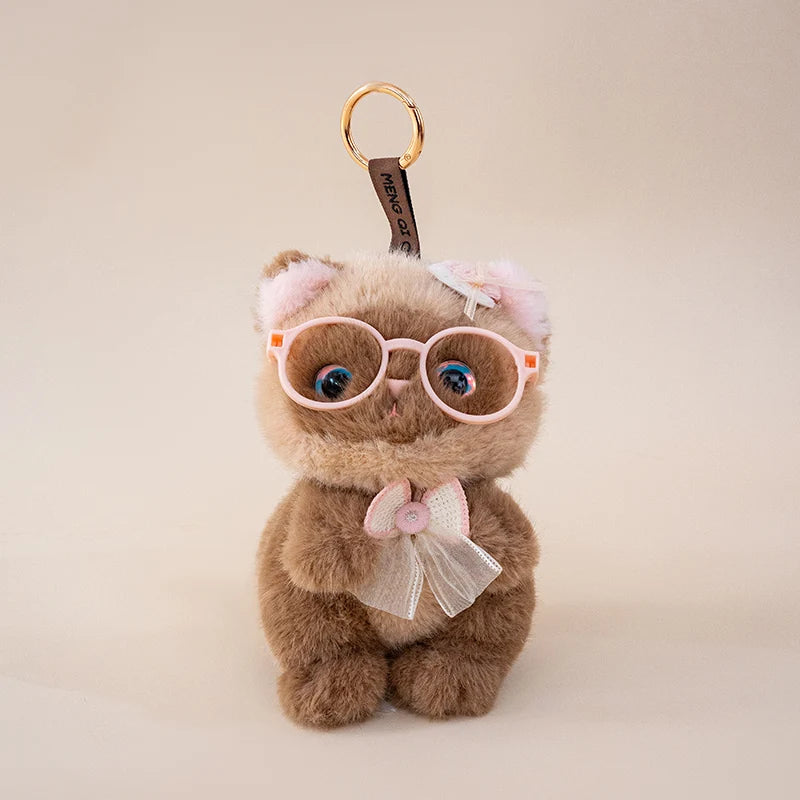 Cat Plush with Glasses and Bow Details