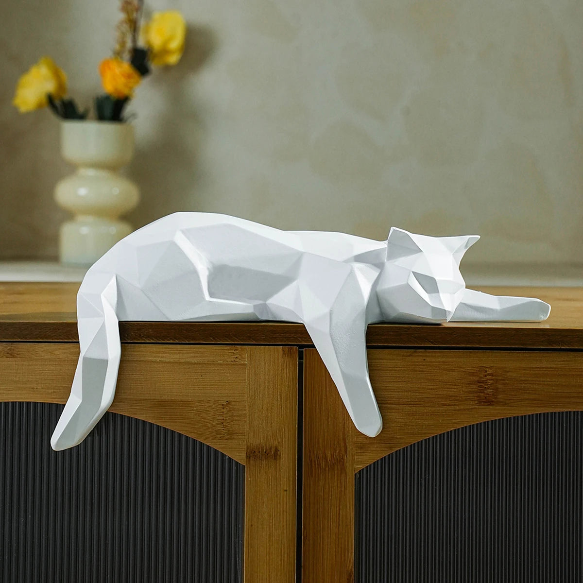 Cat Statue Geometric Decor