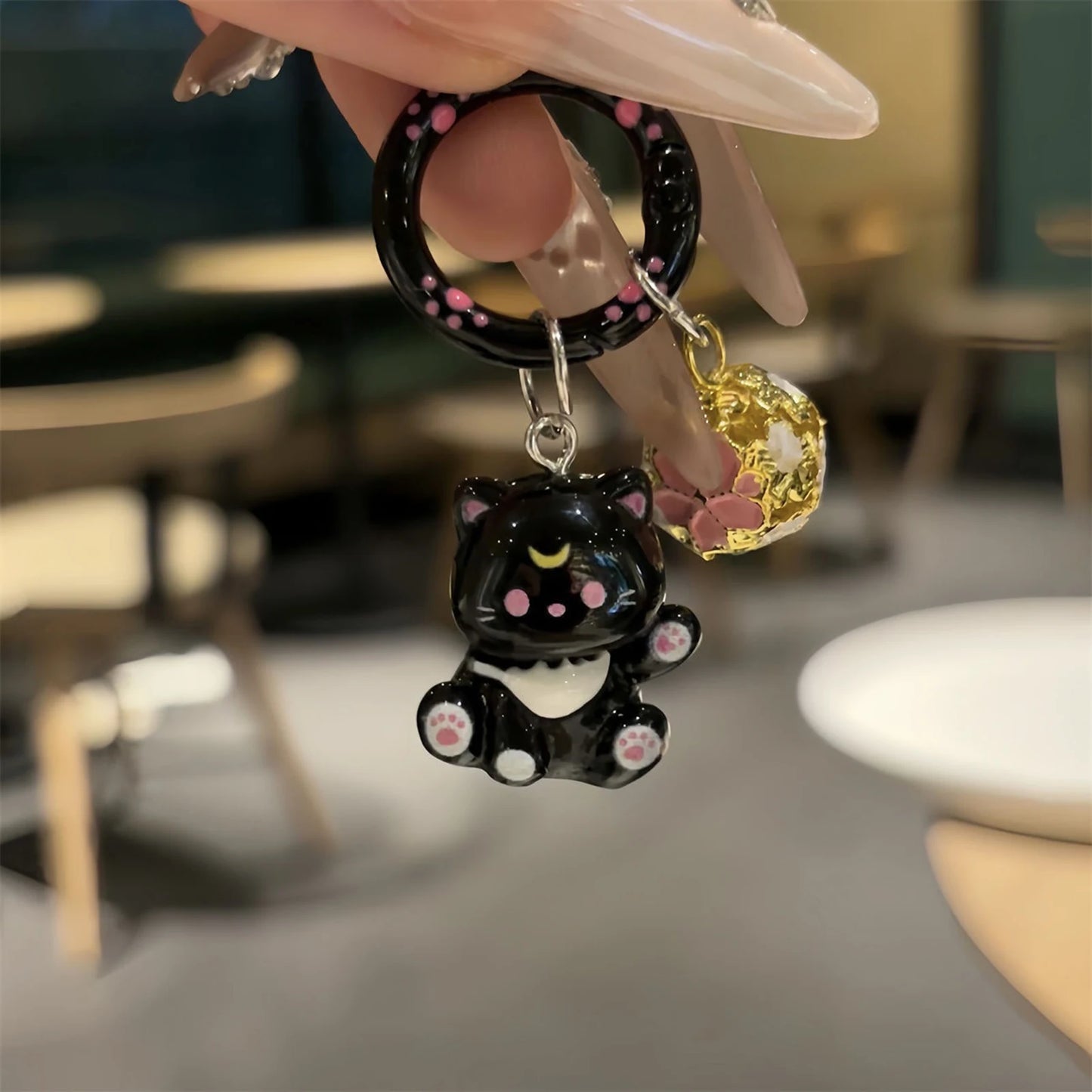 Porte-clés Kitty mignon avec cloche