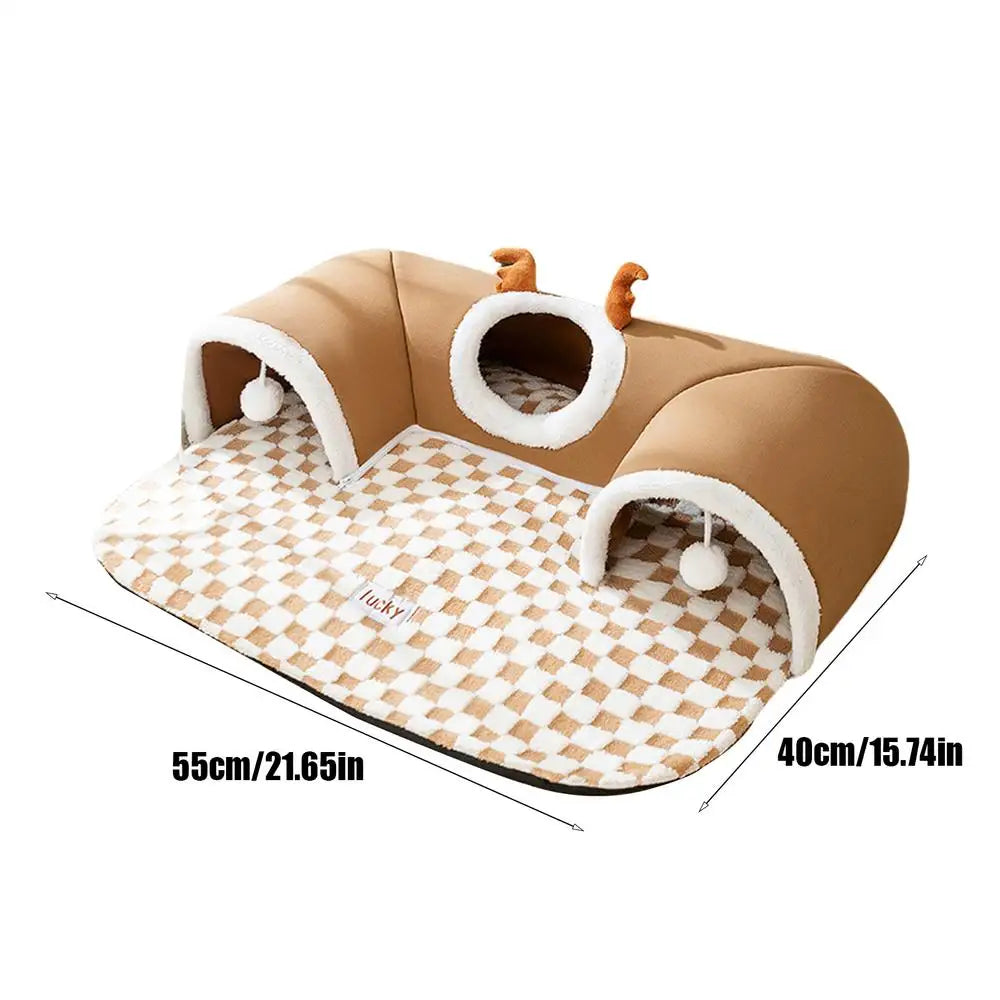 Cat Bed and Play Tunnel Warm House