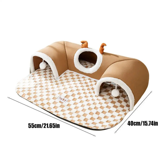 Cat Bed and Play Tunnel Warm House