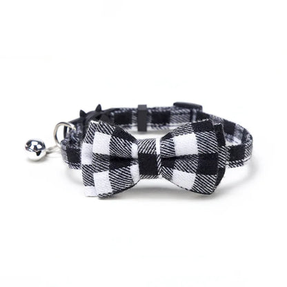 Cute Plaid Pet Collar with Bow Tie & Bell