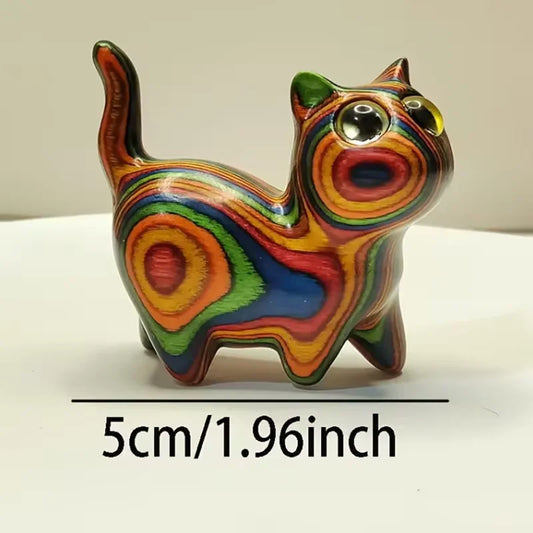 Rainbow Swirl Cat Figurine
