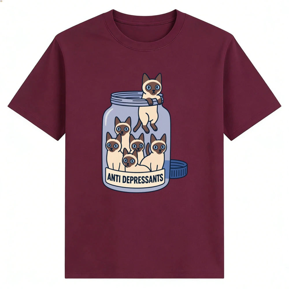 Siamese Cat Jar "Anti Depressants" Cotton Shirt