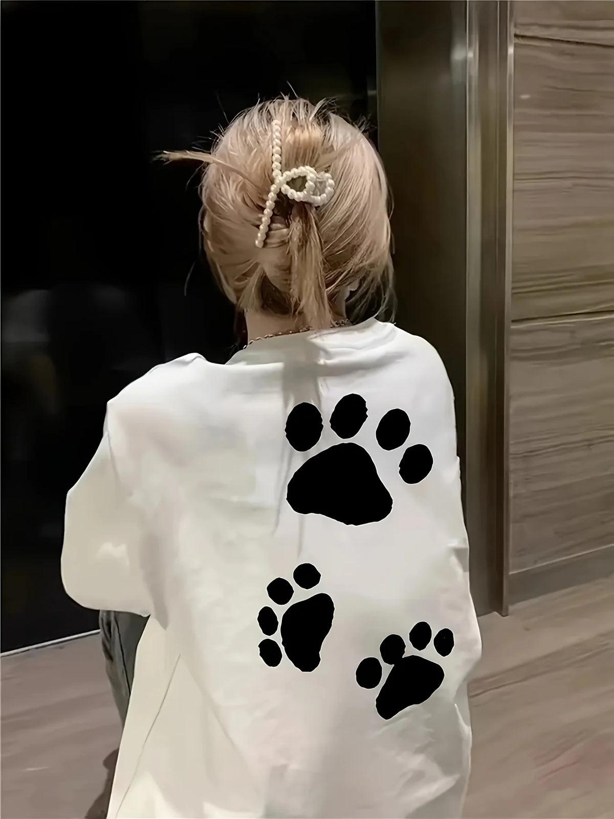 Women's Paw Print T-Shirt with Front and Back Graphics