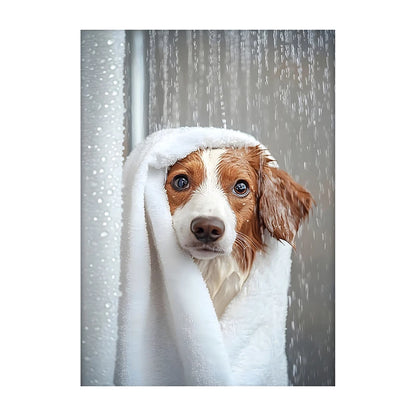 Art mural mignon de serviette de chiens de douche