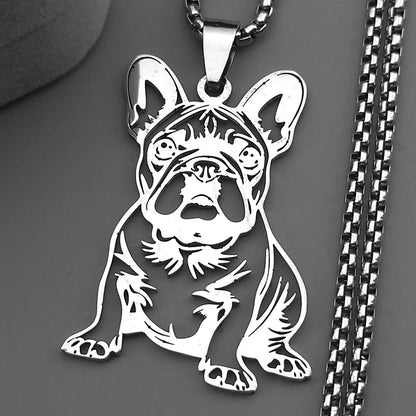Vòng cổ mặt dây chuyền Bulldog Pháp đang ngồi