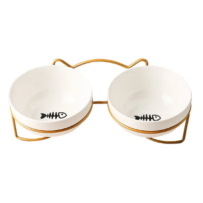 Double Premium Cat Bowl Ceramic