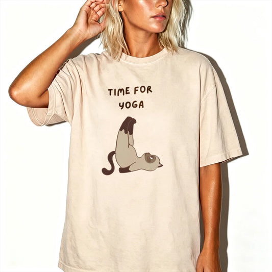 Women's Time for Yoga Siamese Cat T-Shirt