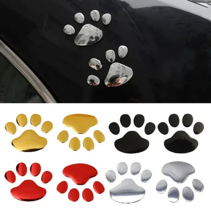 Metallic Paw Print Car Decal