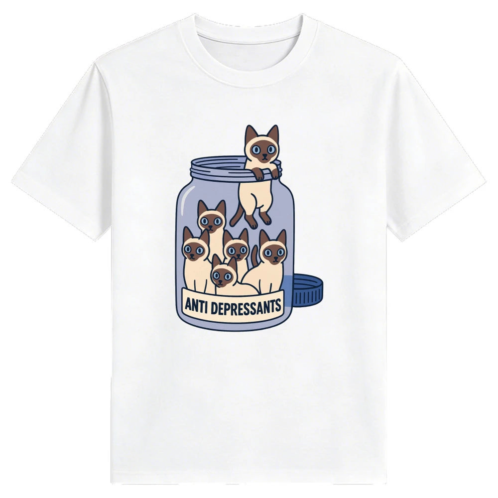 Siamese Cat Jar "Anti Depressants" Cotton Shirt