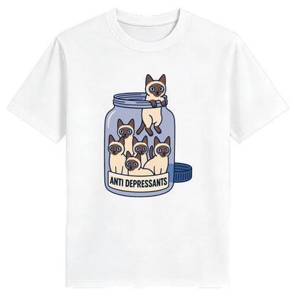 Siamese Cat Jar "Anti Depressants" Cotton Shirt