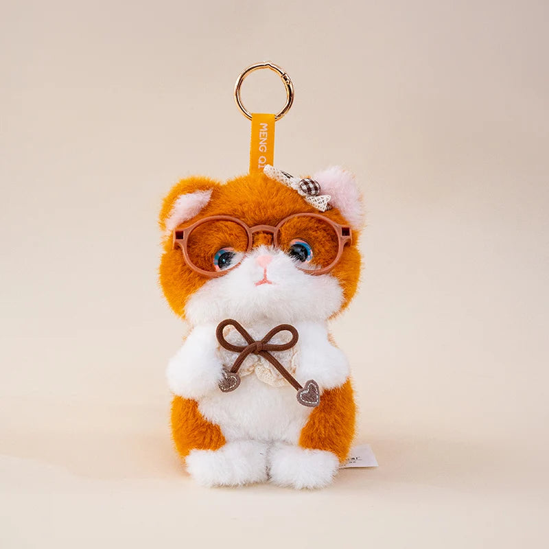 Cat Plush with Glasses and Bow Details
