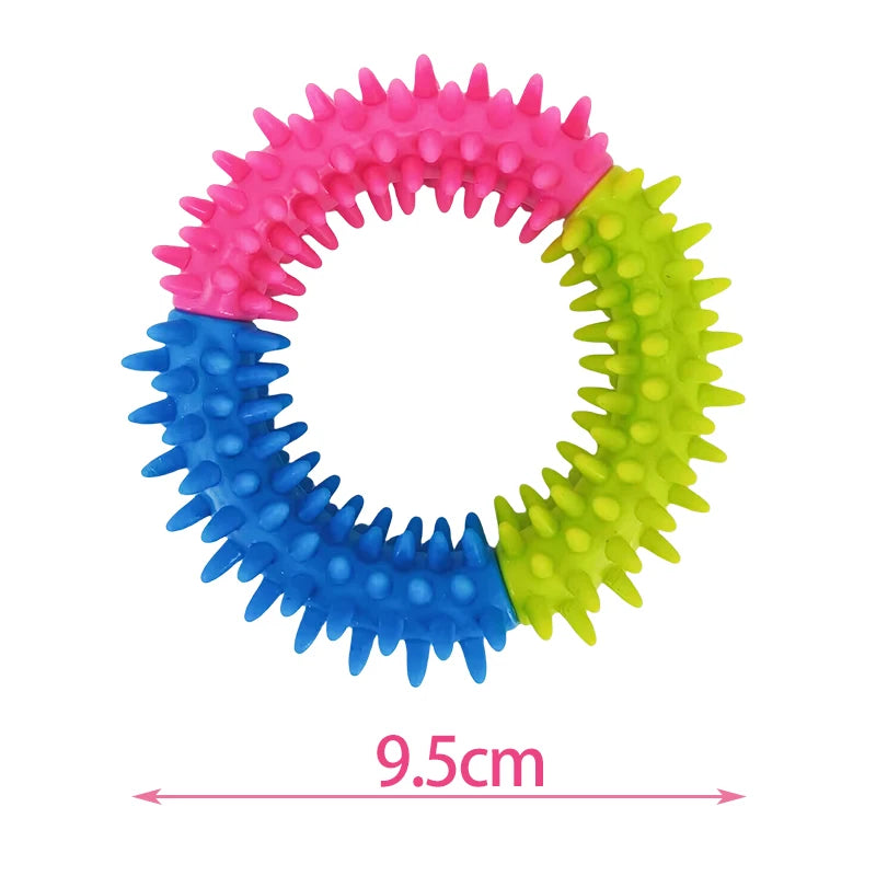 Tri-Color TPR Thorn Ring Dog Toy