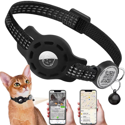 Cat GPS Collar with QR Code & AirTag Case