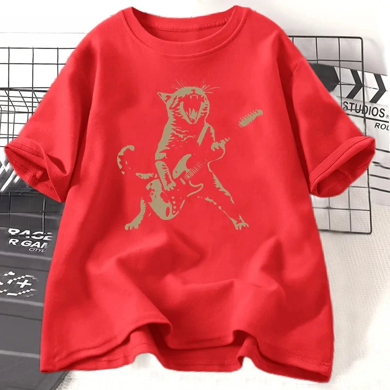 Rock Cat Playing Guitar T Shirt