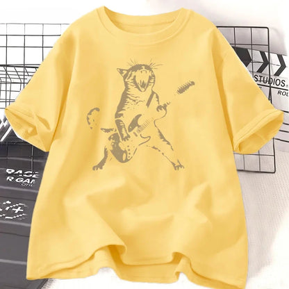 Rock Cat Playing Guitar T Shirt