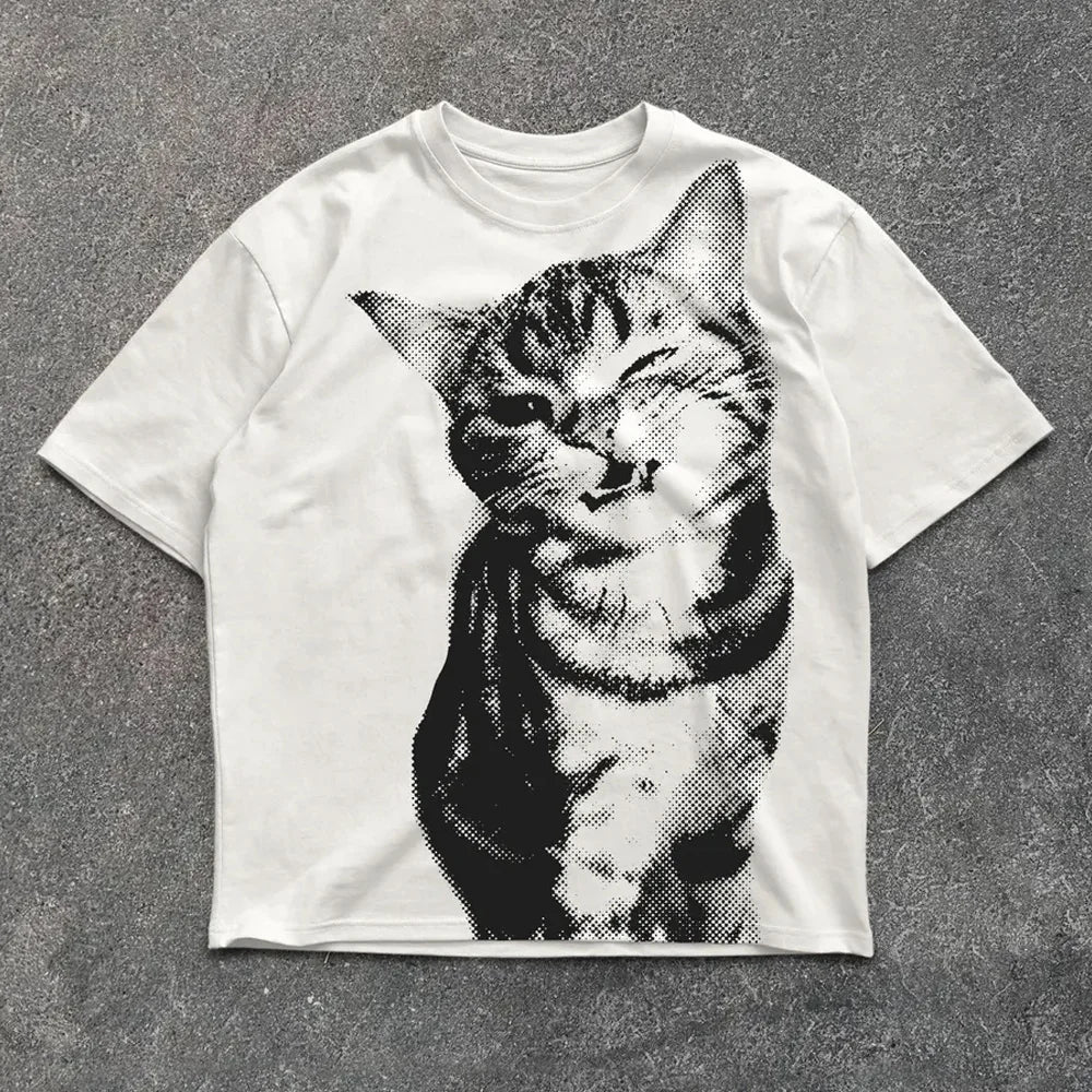 Cat Print Streetwear Shirt