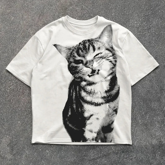 Cat Print Streetwear Shirt