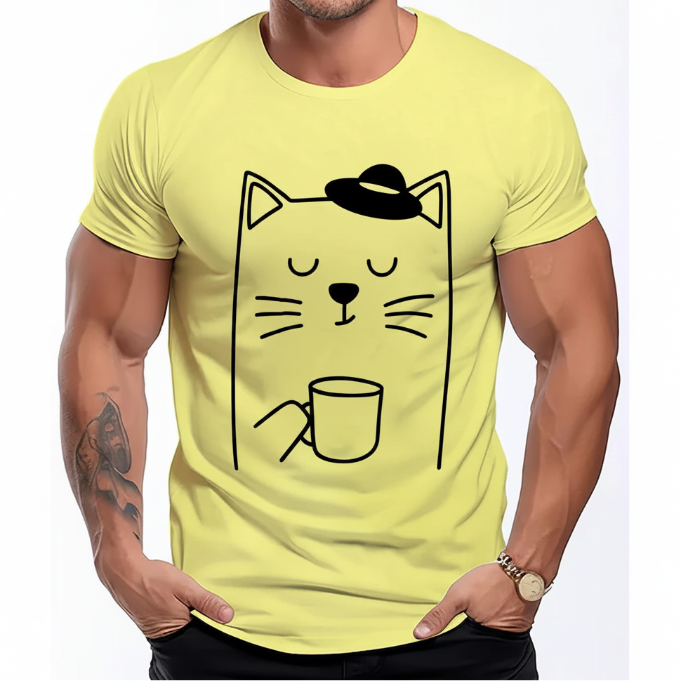 Minimalist Coffee Cat T-Shirt