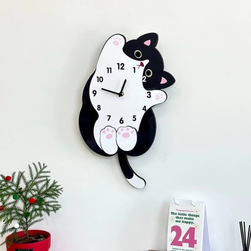 Cute Cat Wall Clock Decor