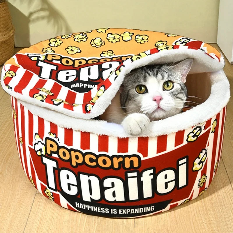 Warm Popcorn Sleep Cat Bed