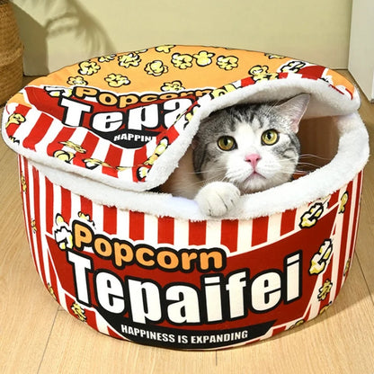 Warm Popcorn Sleep Cat Bed