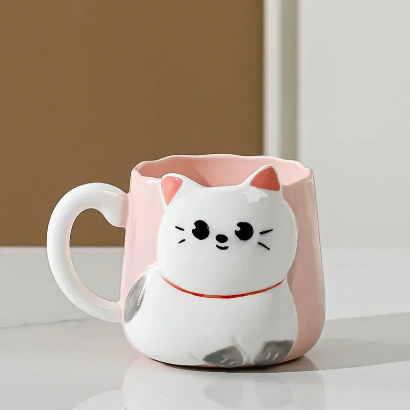 Tasse mignonne de chat de dessin animé