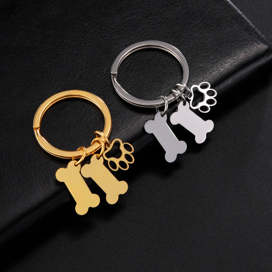 Porte-clés os et patte de chien