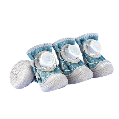 4Pcs/Set Breathable Button Anti-Slip Dog Shoes
