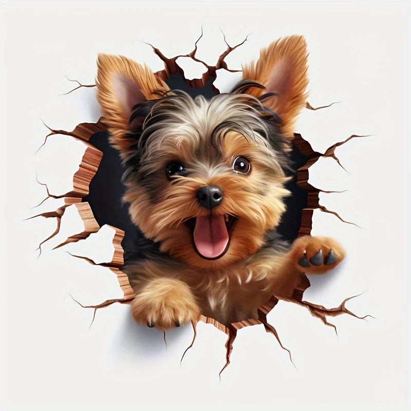 3D-Durchbruchsaufkleber Yorkshire Terrier