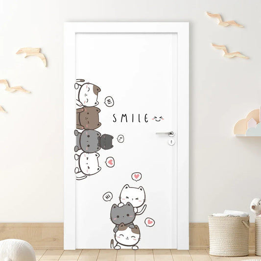 Cartoon Cute Cat Door Stickers