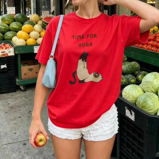 Women's Time for Yoga Siamese Cat T-Shirt