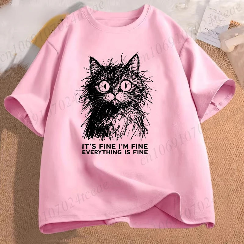 Everything Is Fine Cat T-Shirt