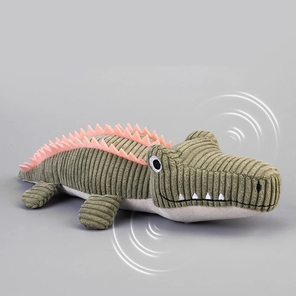 Crocodile interactif en velours côtelé