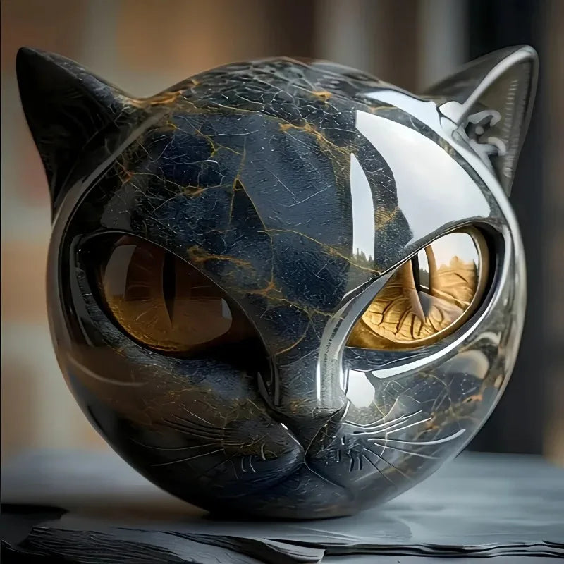 Cat Head Stone Texture Desk Decor