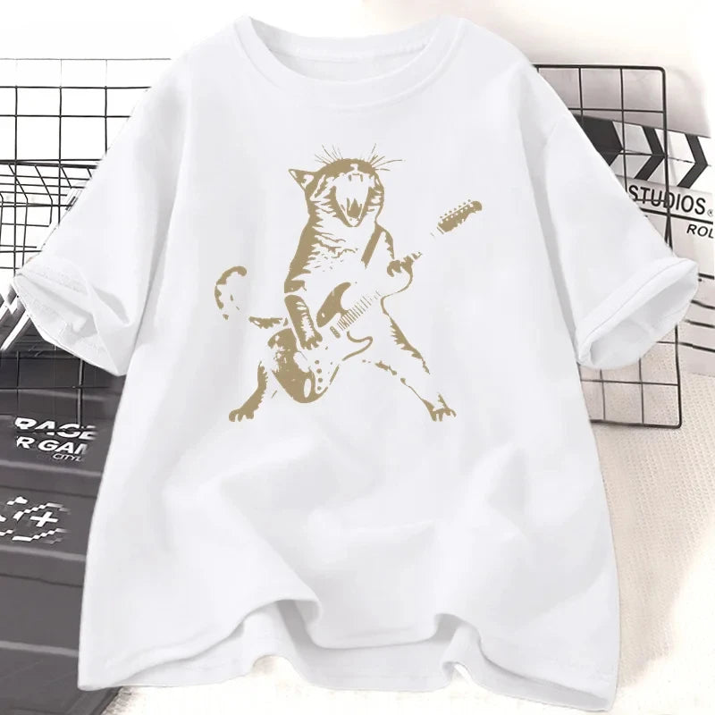 Rock Cat Playing Guitar T Shirt