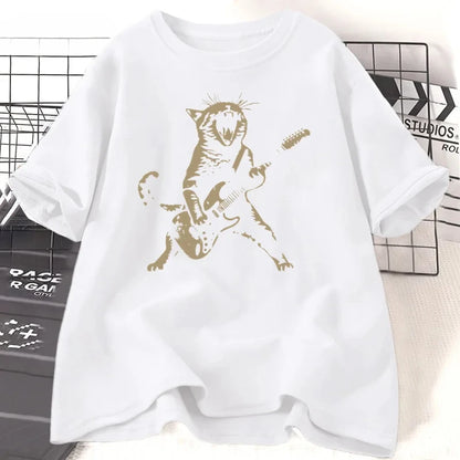 Rock Cat Playing Guitar T Shirt