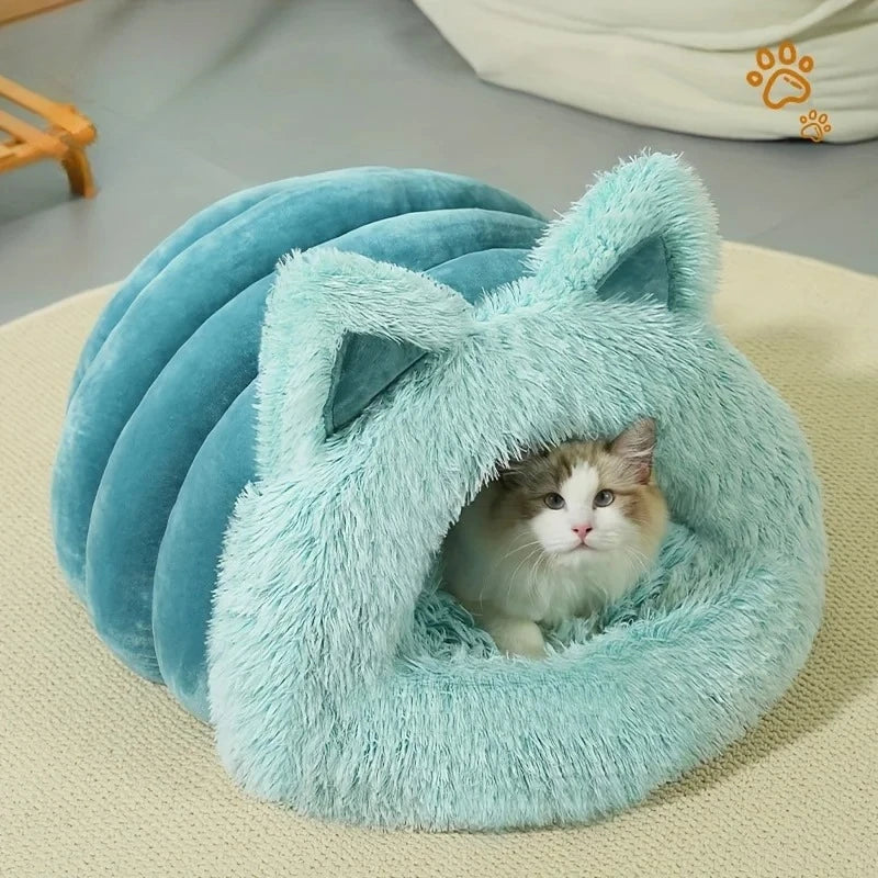 Enclosed Pet Bed Winter Plush