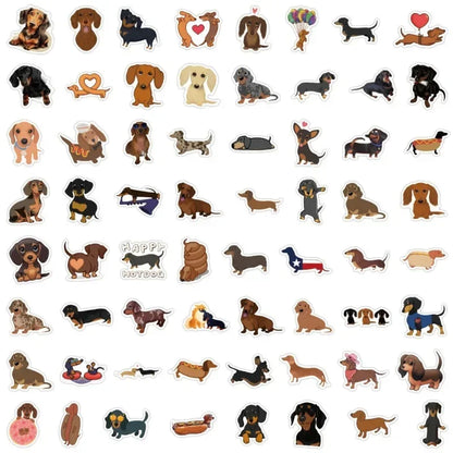 Adorable Cartoon Dachshund Stickers Pack