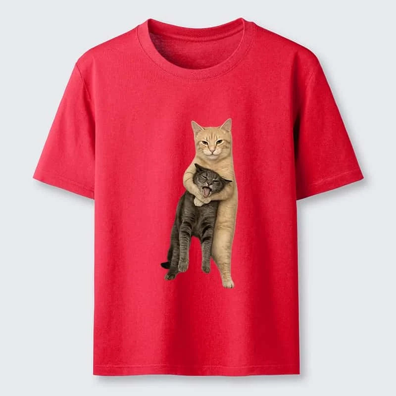Unisex Hugging Cats Graphic Cotton T-Shirt