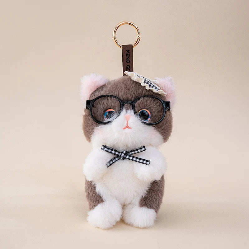Cat Plush with Glasses and Bow Details