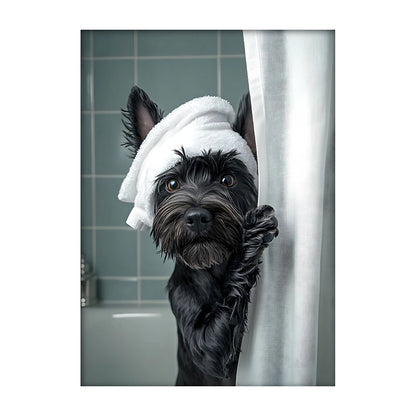 Art mural mignon de serviette de chiens de douche